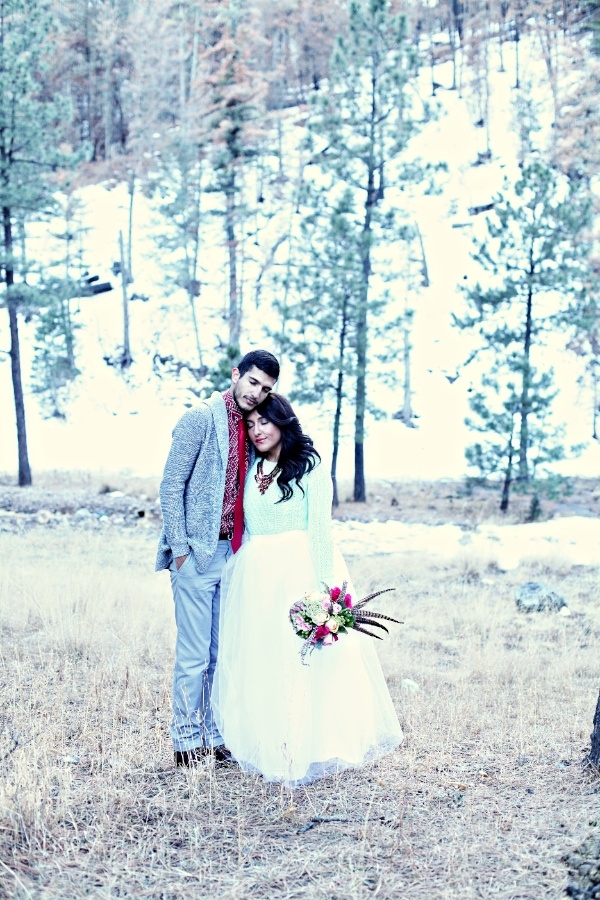 red hearts snowy new mexico wedding inspiration