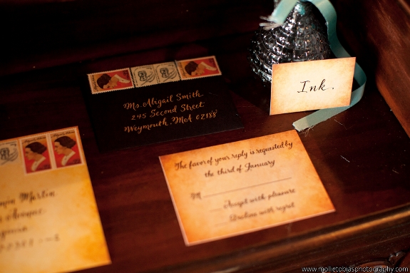 hand written calligraphy rustic wedding invitation