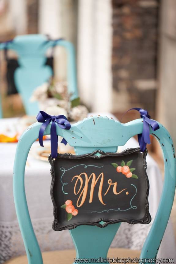 Modern, presidential love story themed wedding coral teal blue