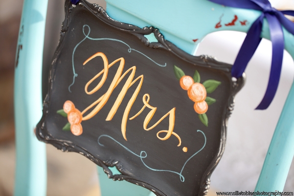 hand painted calligraphy Mrs chairback