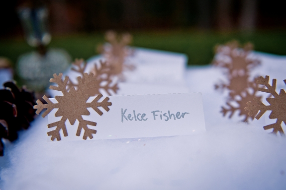 DIY winter wedding snowflake escort cards