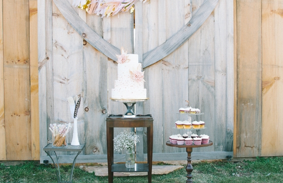 bohemian whimsical wedding dessert display