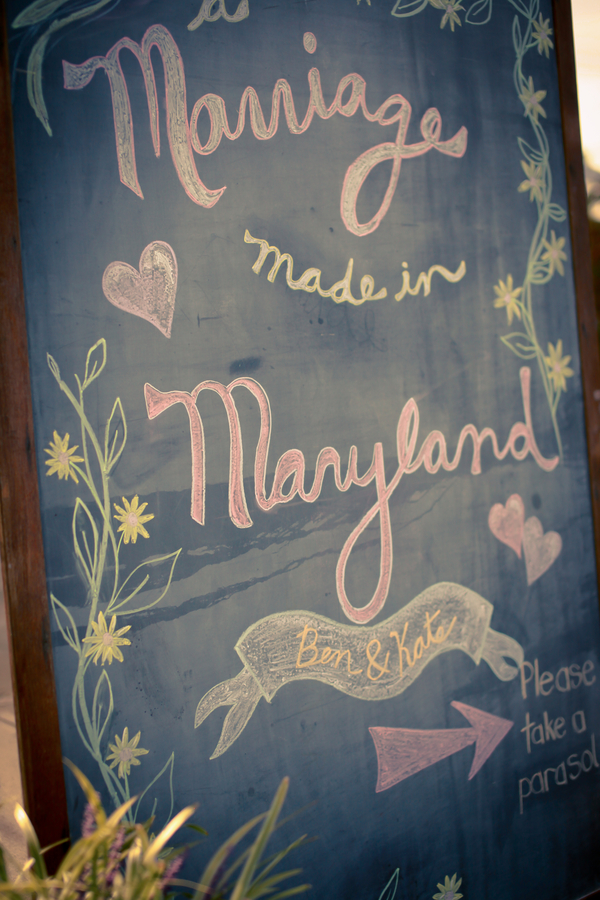 handmade DIY chalkboard sign wedding