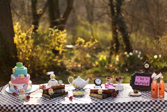 mad hatter's tea party wedding theme inspiration details