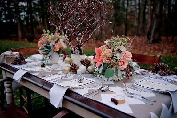 rustic winter wedding DIY wedding details decorations centerpieces tablescape