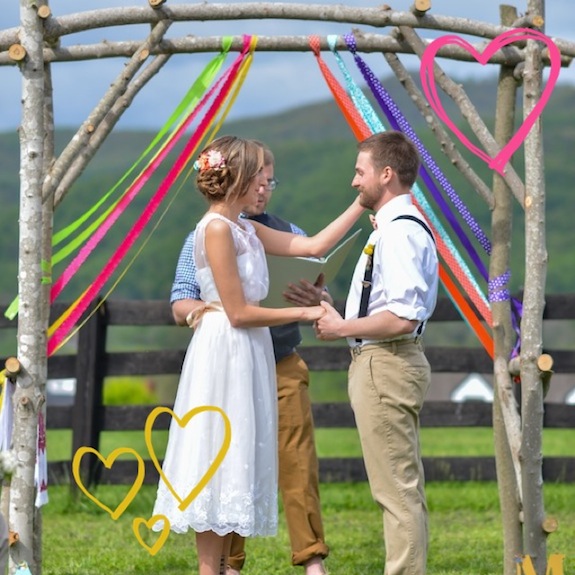 bright colorful handmade DIY small budget casual Virginia farm wedding