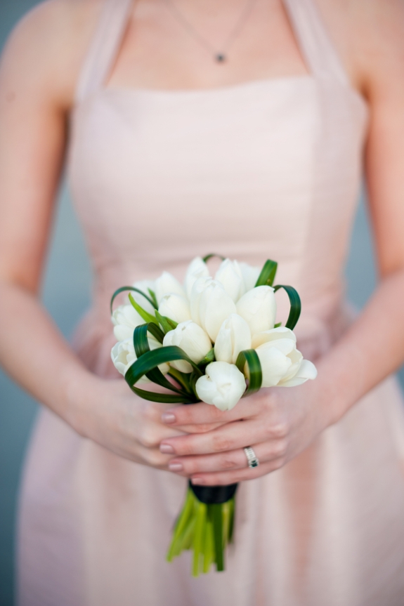 simple white tulips bouquet intimate DC wedding