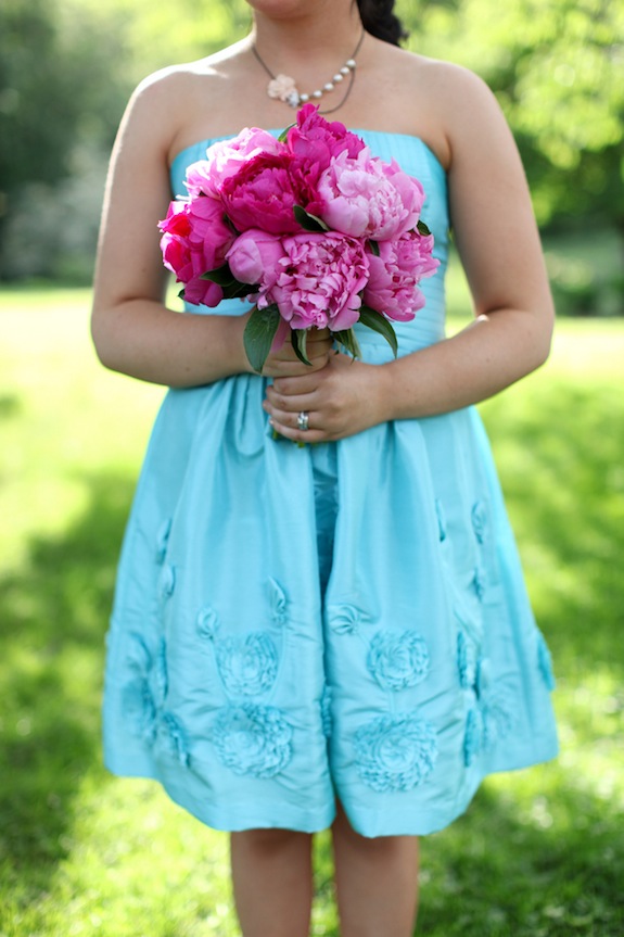 teal and hot pink wedding