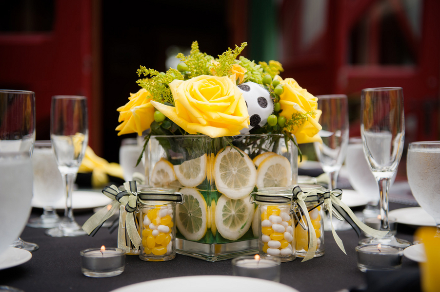 bright yellow lemmons centerpieces