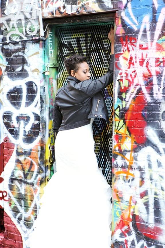 bride leather jacket graffiti rock the frock pictures