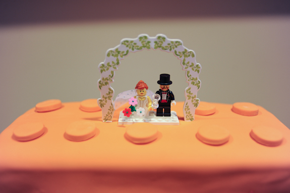 offbeat lego themed wedding cake legos cake topper
