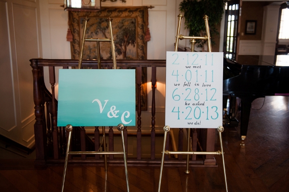 modern teal white wedding posters signs