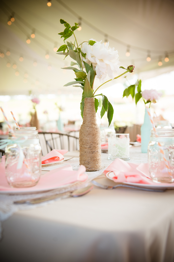 mint and coral wedding decorations