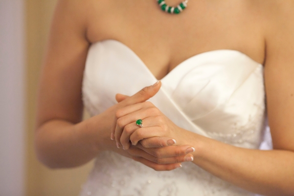 green statement jewelry bride