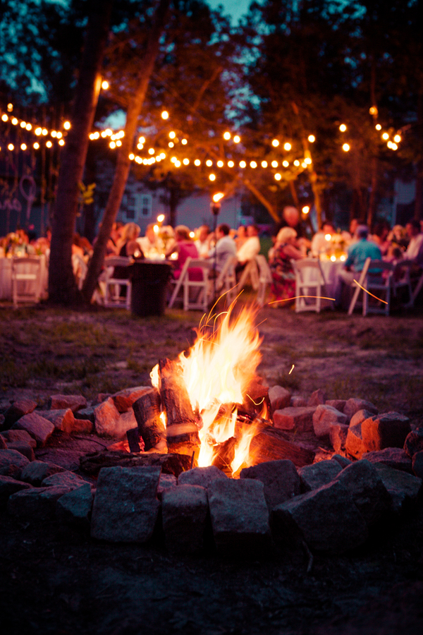 backyard virginia wedding bonfire