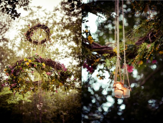 wood chandeliere virginia backyard wedding