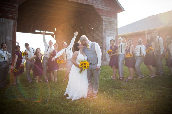 DIY purple sunflowers maryland barn wedding
