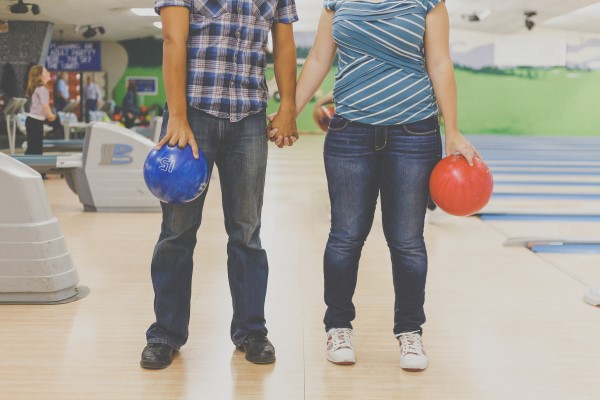 maryland bowling alley engagement pictures