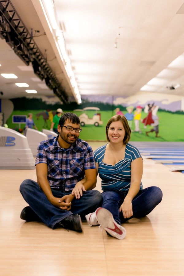 maryland bowling alley engagement pictures