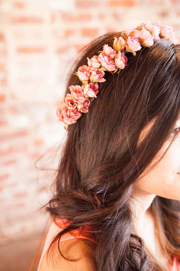 bridesmaids pink floral headpiece