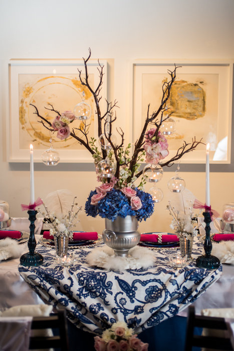 modern glam Jewish pink blue wedding