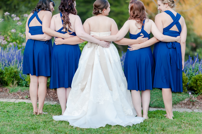 bright blue bridesmaids dresses