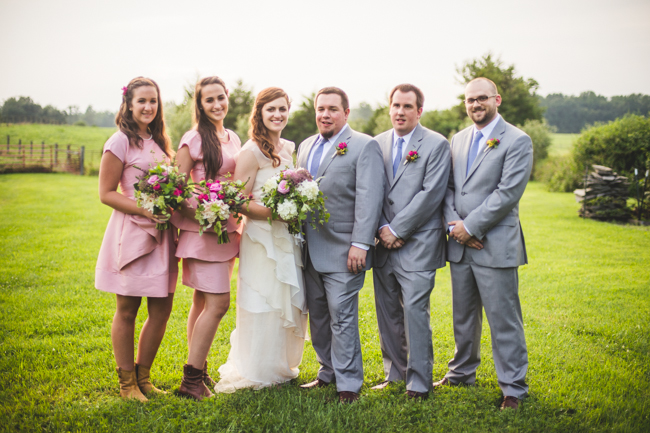rustic gorgeous pink grey wedding party
