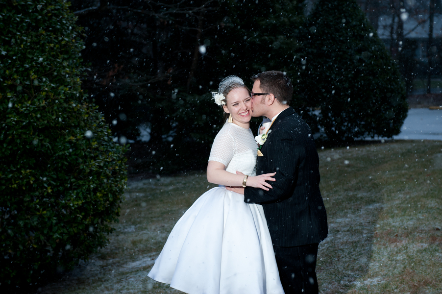 fun wedding portraits in the snow