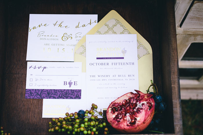 purple gold wedding invitations