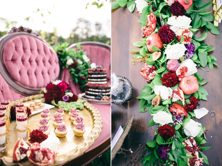 burgundy berry elegant winery wedding flowers centerpieces flower table runner