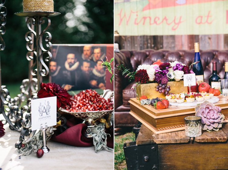burgundy berry elegant winery wedding inspiration details