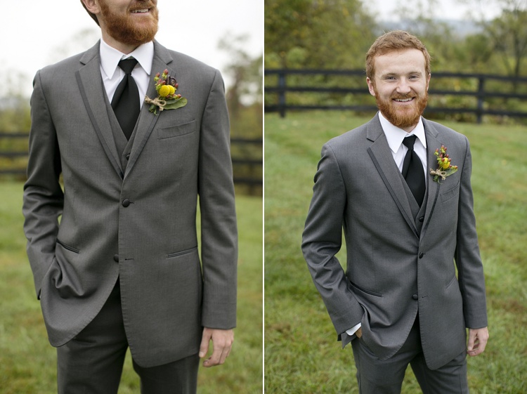 rustic groom grey suit