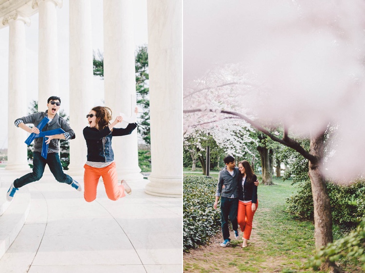 offbeat fun DC engagement pictures cherry blossoms
