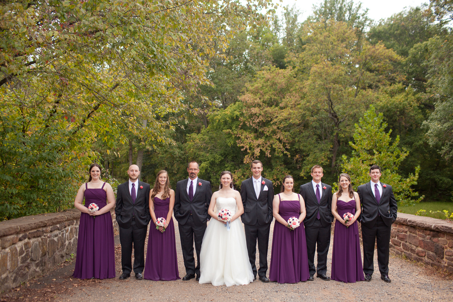 purple and charcoal wedding party