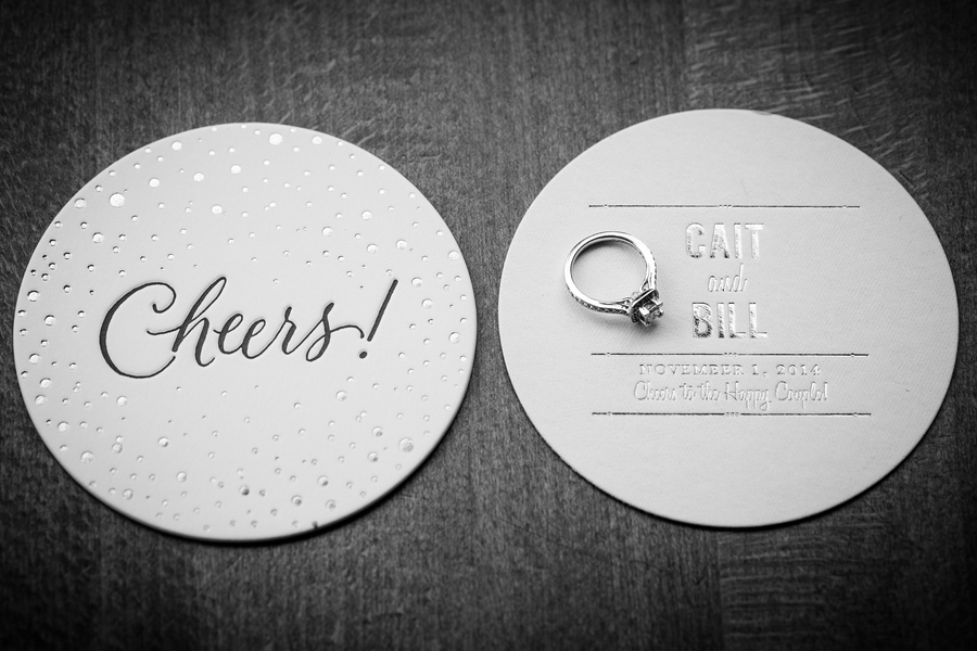 modern engagement ring save the date coasters
