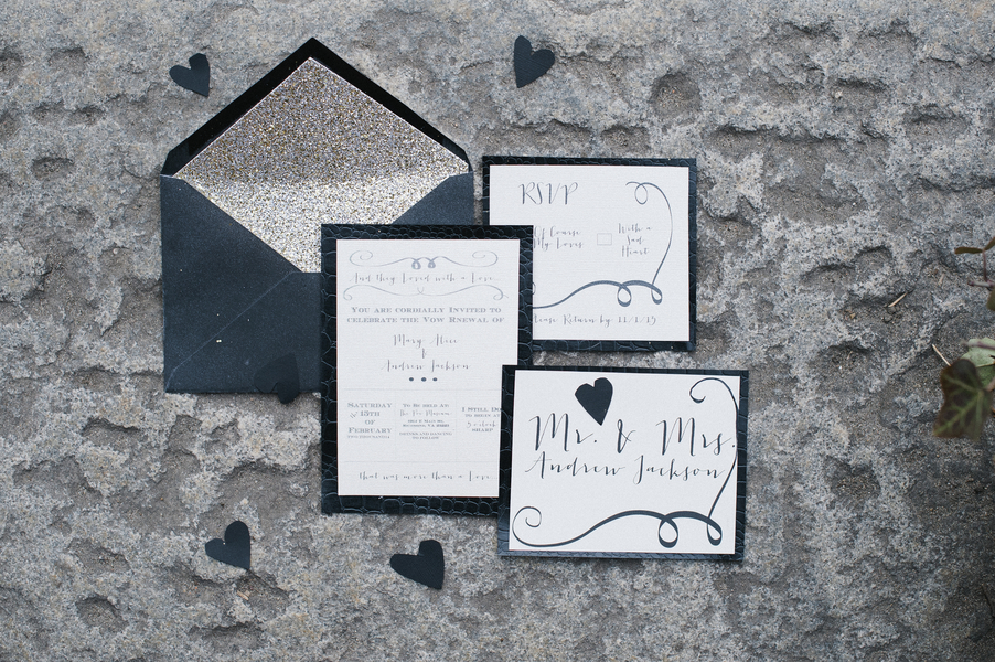 dark black wedding invitation suite