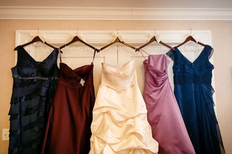 mismatched blue purple bridesmaids dresses