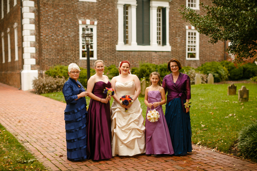 purple and blue bridesmaids dresses