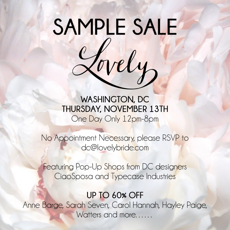 DC bridal sample sale